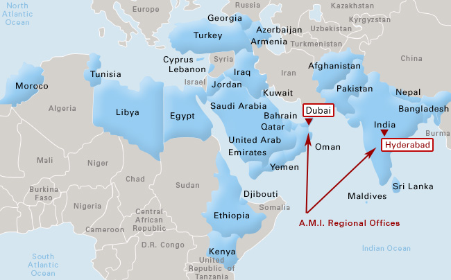 map of africa and middle east. On-line features map of Middle